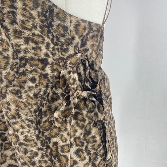 Leopard Print Silk Tank Top Size S Helmut Lang Spaghetti Strap Wrap Tie - Picture 3 of 12